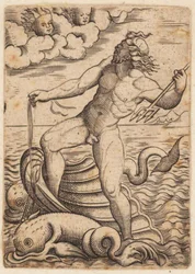 Neptunus rijdend in een schelpenwagen, 15e Eeuw